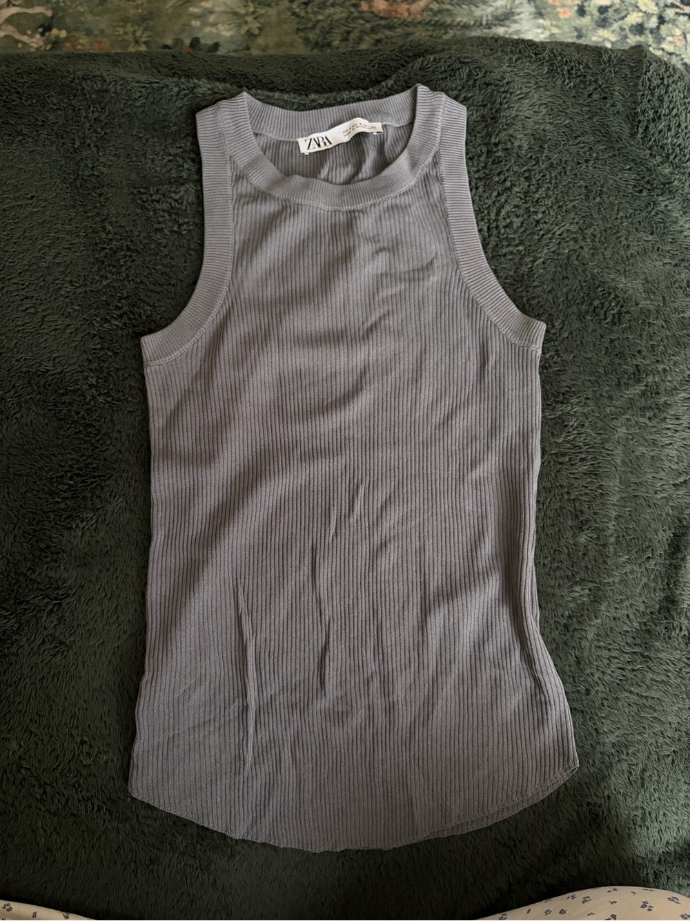Zara Ribbed Sleeveless Tank in Steel Gray LIKE NEW